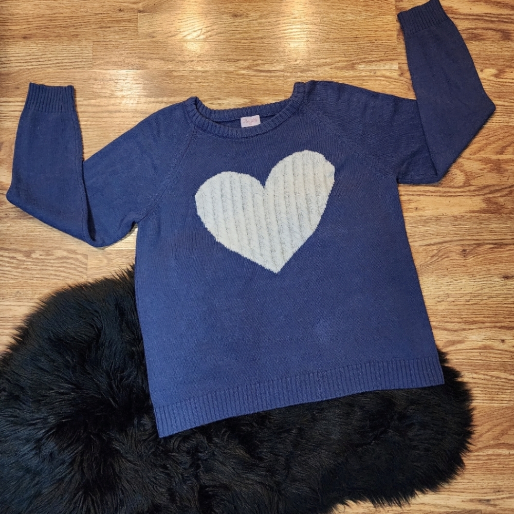 Pink Lily Navy Blue Knit Sweater with White Heart Women’s 3X (See Measurements)